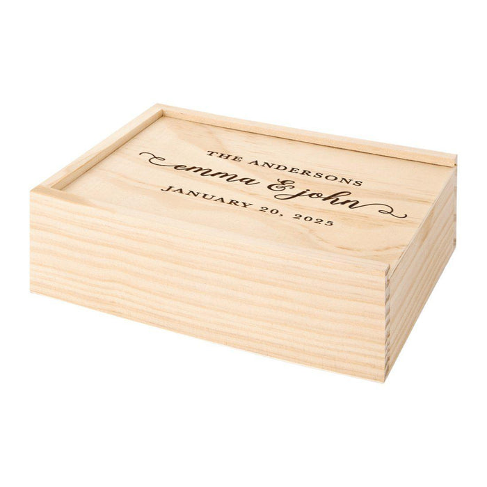 Custom Laser Engraved Wedding Wooden Photo Box-Set of 1-Koyal Wholesale-Couples Last Name-