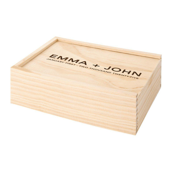 Custom Laser Engraved Wedding Wooden Photo Box-Set of 1-Koyal Wholesale-Minimal Couple Names-