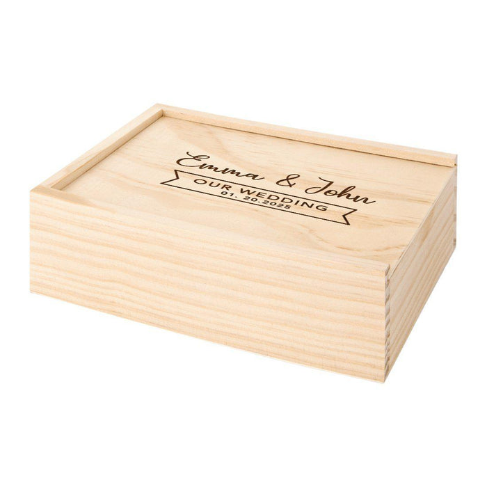 Custom Laser Engraved Wedding Wooden Photo Box-Set of 1-Koyal Wholesale-Our Wedding Bunting Banner-