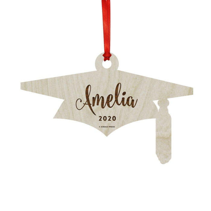 Custom Laser Engraved Wood Christmas Ornament with Gift Bag-Set of 1-Andaz Press-Graduated 2016-