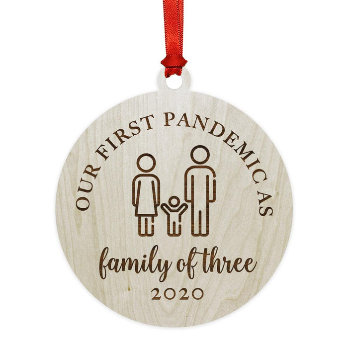 Custom Laser Engraved Wood Quarantine Pandemic Christmas Ornament-Set of 1-Andaz Press-Custom Name-
