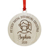 Custom Laser Engraved Wood Quarantine Pandemic Christmas Ornament-Set of 1-Andaz Press-Custom Name-