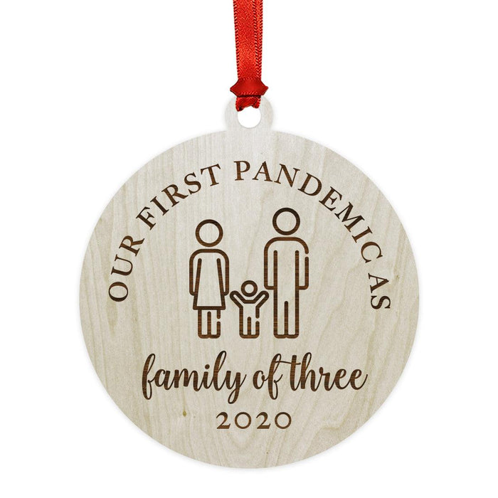 Custom Laser Engraved Wood Quarantine Pandemic Christmas Ornament-Set of 1-Andaz Press-Merry Christmas In Quarantine-