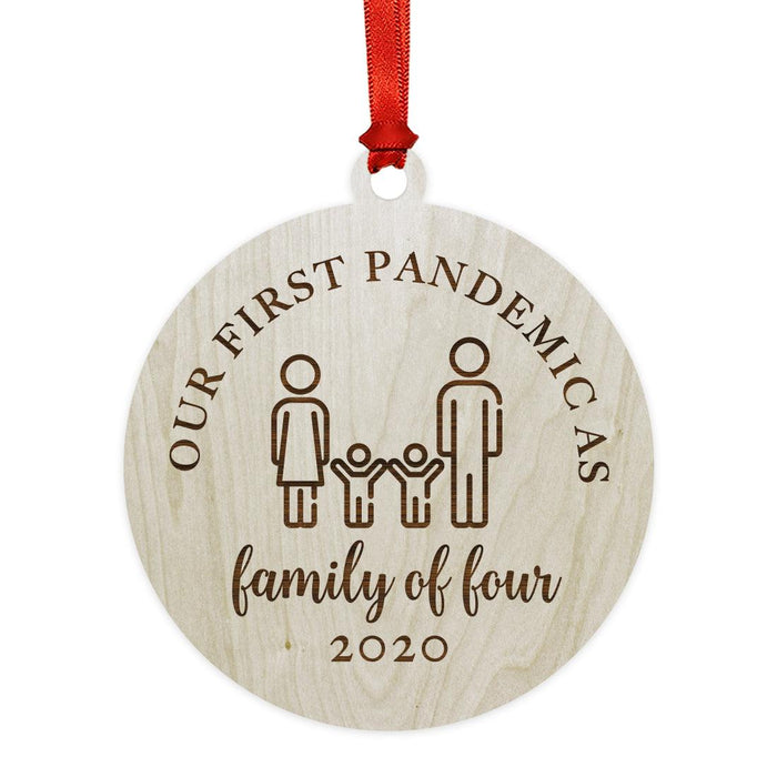 Custom Laser Engraved Wood Quarantine Pandemic Christmas Ornament-Set of 1-Andaz Press-Social Distancing Christmas Custom-