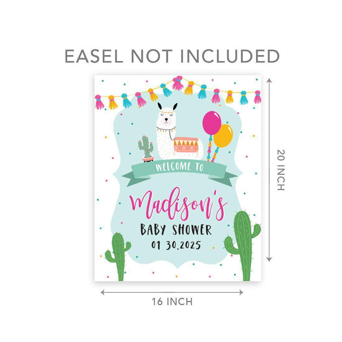 Custom Llama Baby Shower Canvas Welcome Signs-Set of 1-Andaz Press-Mama Llama-
