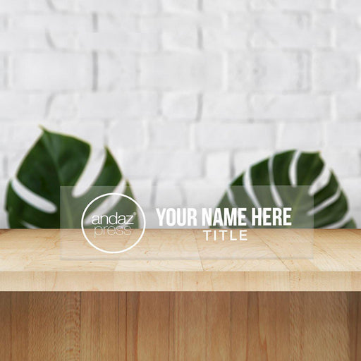 Custom Logo Office Desk Name Plate, Personalized Acrylic Custom Name Title Plate for Home-Set of 1-Andaz Press-Custom Logo-