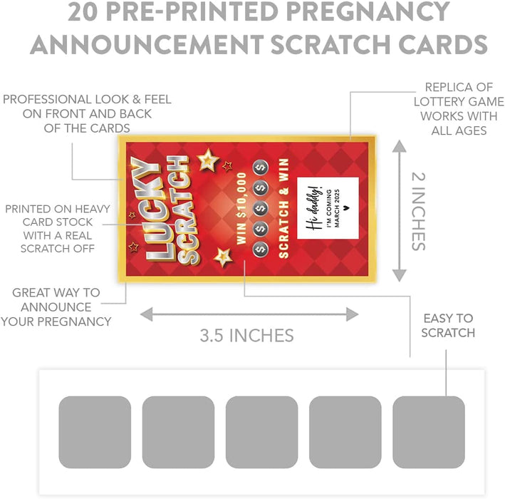 Custom Lottery Ticket Pregnancy Announcements, Scratch Off Cards for Baby Announcement Ideas, Set of 20-Set of 20-Andaz Press-Green Lottery Cards-