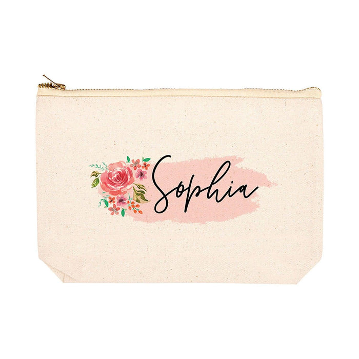 Custom Makeup Bags for Women Bridesmaid Proposal Gifts Canvas Cosmetic Bag with Zipper Makeup Pouch-Set of 1-Andaz Press-Monogrammed-