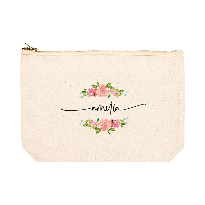 Custom Makeup Bags for Women Bridesmaid Proposal Gifts Canvas Cosmetic Bag with Zipper Makeup Pouch-Set of 1-Andaz Press-Monogrammed-