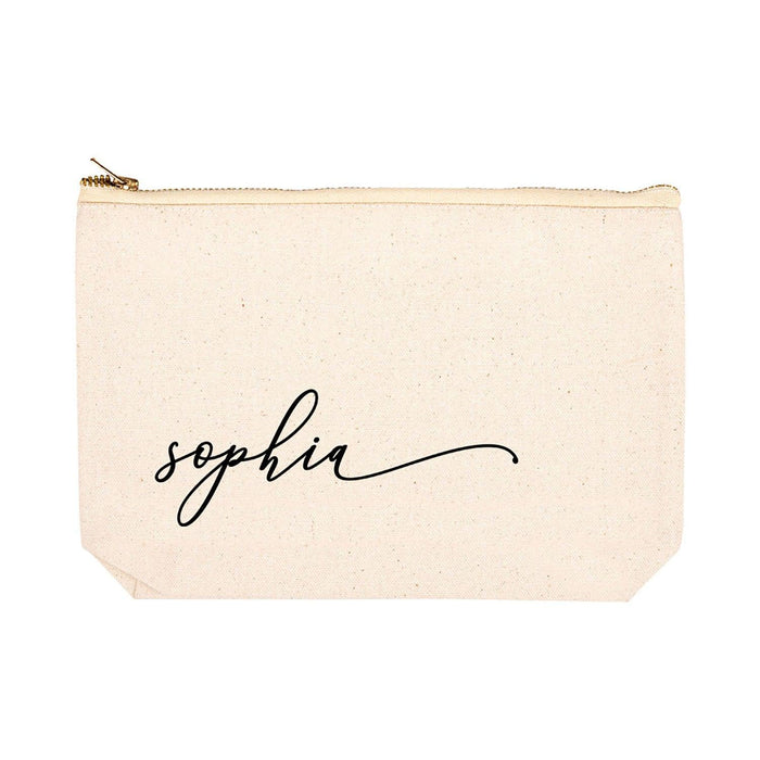 Custom Makeup Bags for Women Bridesmaid Proposal Gifts Canvas Cosmetic Bag with Zipper Makeup Pouch-Set of 1-Andaz Press-Monogrammed-