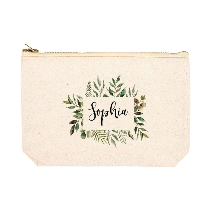 Custom Makeup Bags for Women Bridesmaid Proposal Gifts Canvas Cosmetic Bag with Zipper Makeup Pouch-Set of 1-Andaz Press-Monogrammed-