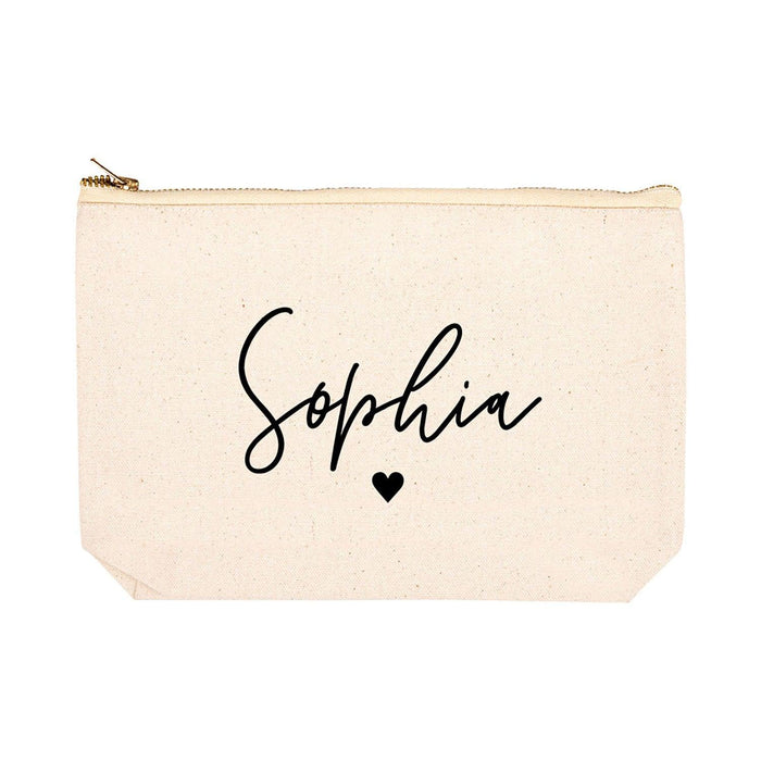 Custom Makeup Bags for Women Bridesmaid Proposal Gifts Canvas Cosmetic Bag with Zipper Makeup Pouch-Set of 1-Andaz Press-Monogrammed-