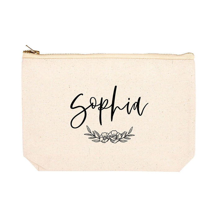 Custom Makeup Bags for Women Bridesmaid Proposal Gifts Canvas Cosmetic Bag with Zipper Makeup Pouch-Set of 1-Andaz Press-Monogrammed-