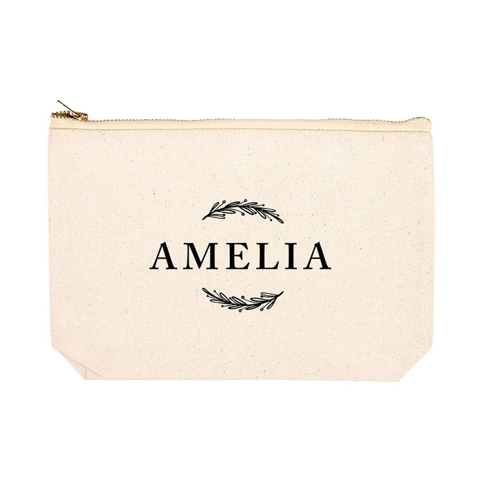 Custom Makeup Bags for Women Bridesmaid Proposal Gifts Canvas Cosmetic Bag with Zipper Makeup Pouch-Set of 1-Andaz Press-Monogrammed-