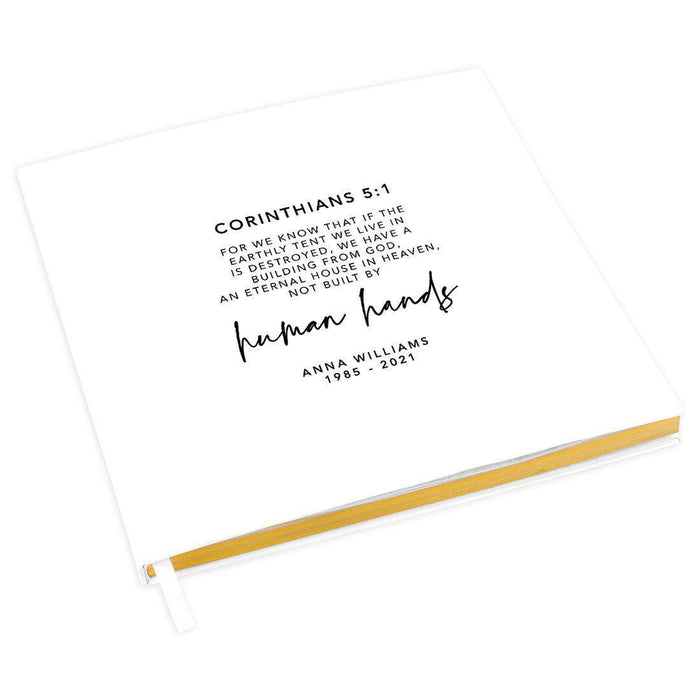 Custom Memorial Biblical Guestbook with Gold Accents, Bible Verse, Scrapbook, Photo Album-Set of 1-Andaz Press-Corinthians 5:1-