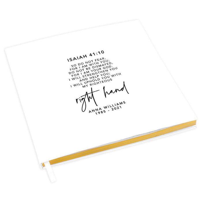 Custom Memorial Biblical Guestbook with Gold Accents, Bible Verse, Scrapbook, Photo Album-Set of 1-Andaz Press-Isaiah 41:10-
