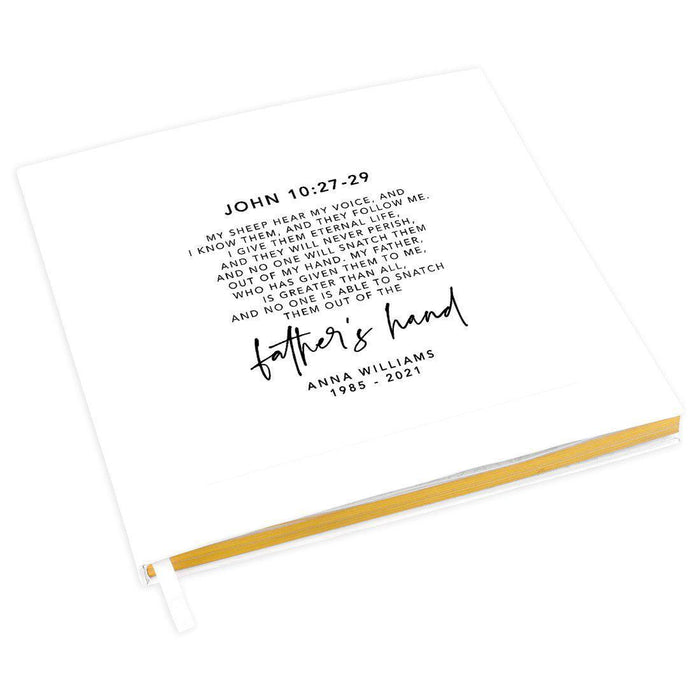 Custom Memorial Biblical Guestbook with Gold Accents, Bible Verse, Scrapbook, Photo Album-Set of 1-Andaz Press-John 10:27-29-