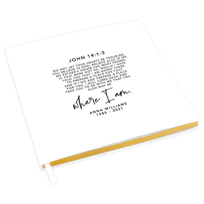 Custom Memorial Biblical Guestbook with Gold Accents, Bible Verse, Scrapbook, Photo Album-Set of 1-Andaz Press-John 14:1-3-