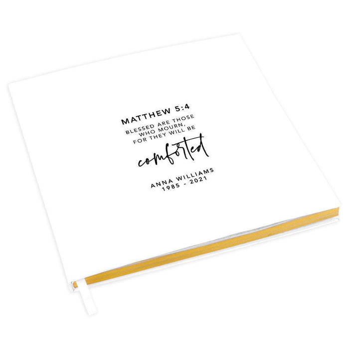 Custom Memorial Biblical Guestbook with Gold Accents, Bible Verse, Scrapbook, Photo Album-Set of 1-Andaz Press-Matthew 5:4-