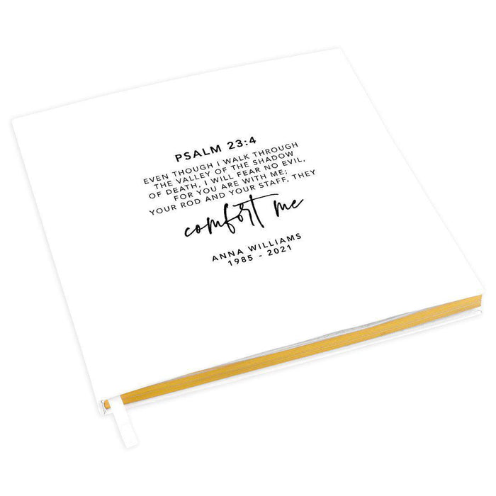 Custom Memorial Biblical Guestbook with Gold Accents, Bible Verse, Scrapbook, Photo Album-Set of 1-Andaz Press-Psalm 23:4-