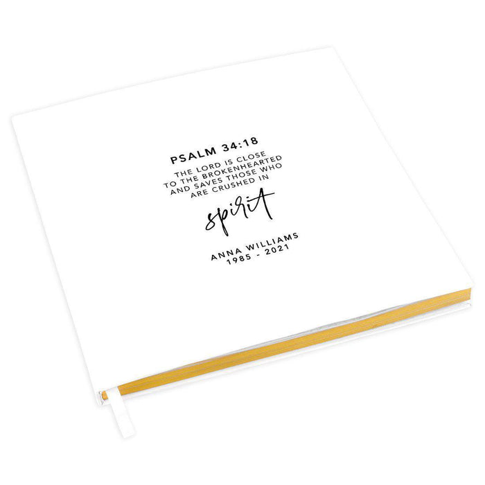 Custom Memorial Biblical Guestbook with Gold Accents, Bible Verse, Scrapbook, Photo Album-Set of 1-Andaz Press-Psalm 34:18-