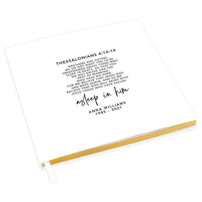 Custom Memorial Biblical Guestbook with Gold Accents, Bible Verse, Scrapbook, Photo Album-Set of 1-Andaz Press-Thessalonians 4:13-14-