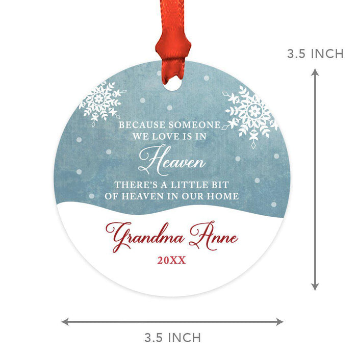 Custom Memorial Christmas Ornament, There's a Little Bit of Heaven in Our Home, Rustic Deer Winter Snowflakes-Set of 1-Andaz Press-Heaven-
