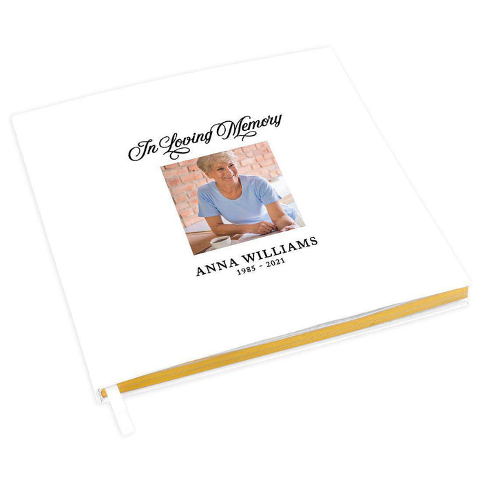 Custom Memorial Guestbook with Gold Accents, Custom Photo White Guest Sign In Registry, Scrapbook, Photo Album-Set of 1-Andaz Press-In Loving Memory-