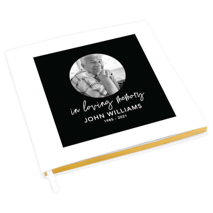 Custom Memorial Guestbook with Gold Accents, Custom Photo White Guest Sign In Registry, Scrapbook, Photo Album-Set of 1-Andaz Press-In Loving Memory-