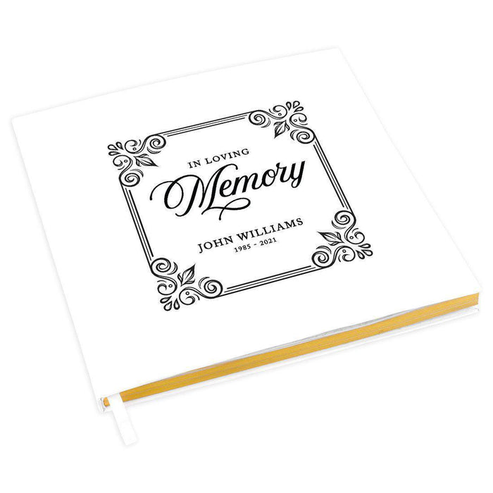 Custom Memorial Guestbook with Gold Accents, White Guest Sign in Registry, Scrapbook, Photo Album-Set of 1-Andaz Press-Rustic Wood-