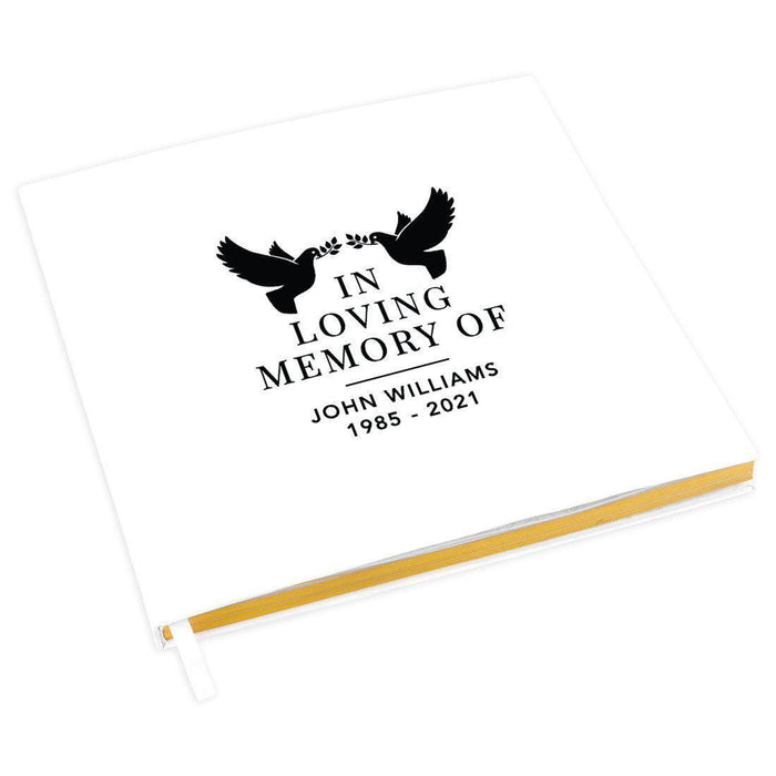 Custom Memorial Guestbook with Gold Accents, White Guest Sign in Registry, Scrapbook, Photo Album-Set of 1-Andaz Press-Rustic Wood-
