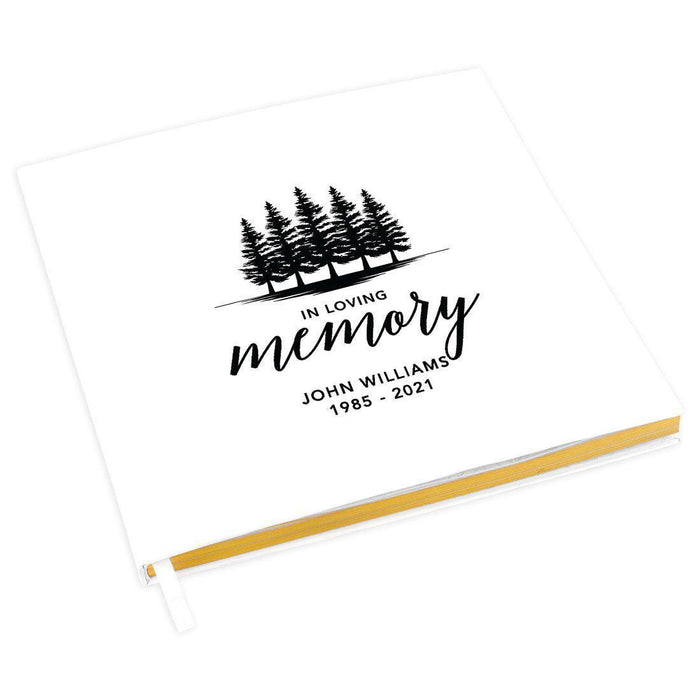 Custom Memorial Guestbook with Gold Accents, White Guest Sign in Registry, Scrapbook, Photo Album-Set of 1-Andaz Press-Rustic Wood-