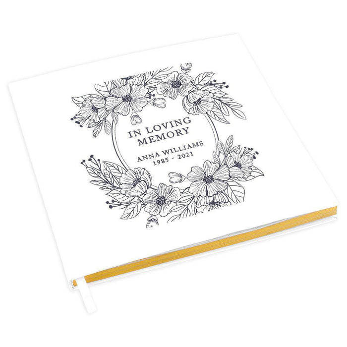 Custom Memorial Guestbook with Gold Accents, White Guest Sign in Registry, Scrapbook, Photo Album-Set of 1-Andaz Press-Rustic Wood-