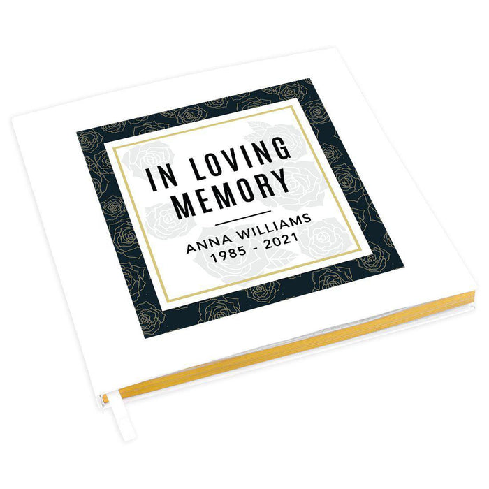Custom Memorial Guestbook with Gold Accents, White Guest Sign in Registry, Scrapbook, Photo Album-Set of 1-Andaz Press-Rustic Wood-