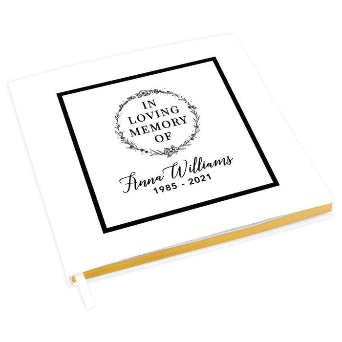 Custom Memorial Guestbook with Gold Accents, White Guest Sign in Registry, Scrapbook, Photo Album-Set of 1-Andaz Press-Rustic Wood-