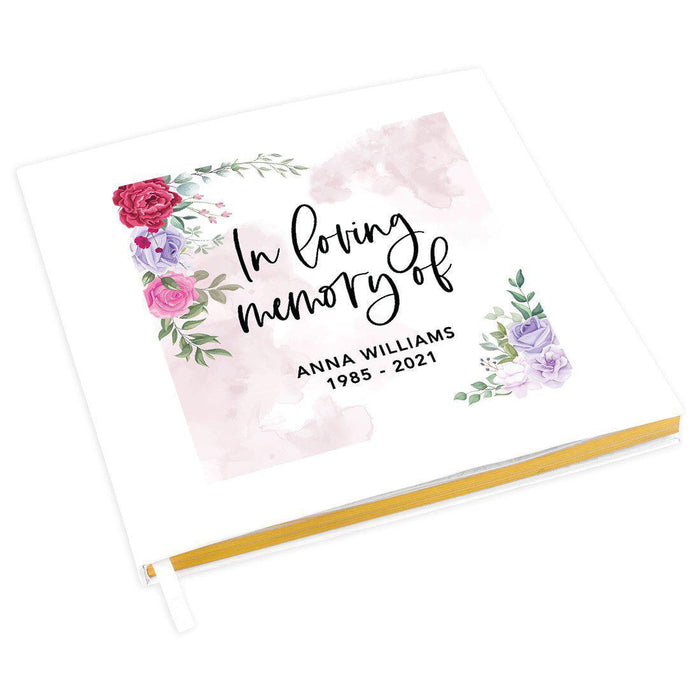 Custom Memorial Guestbook with Gold Accents, White Guest Sign in Registry, Scrapbook, Photo Album-Set of 1-Andaz Press-Rustic Wood-