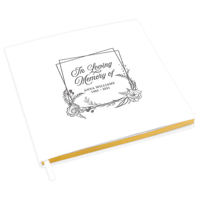 Custom Memorial Guestbook with Gold Accents, White Guest Sign in Registry, Scrapbook, Photo Album-Set of 1-Andaz Press-Rustic Wood-
