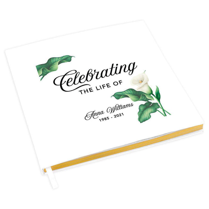 Custom Memorial Guestbook with Gold Accents, White Guest Sign in Registry, Scrapbook, Photo Album-Set of 1-Andaz Press-Rustic Wood-