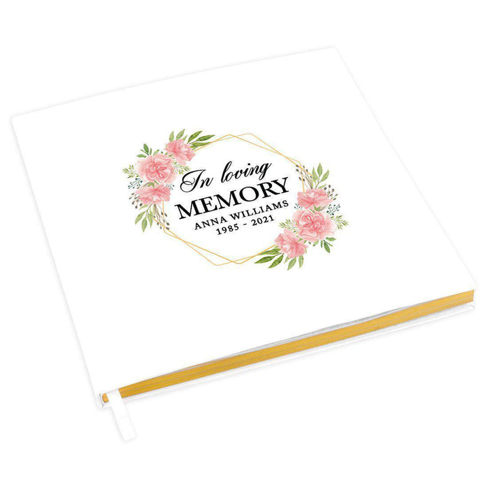 Custom Memorial Guestbook with Gold Accents, White Guest Sign in Registry, Scrapbook, Photo Album-Set of 1-Andaz Press-Rustic Wood-