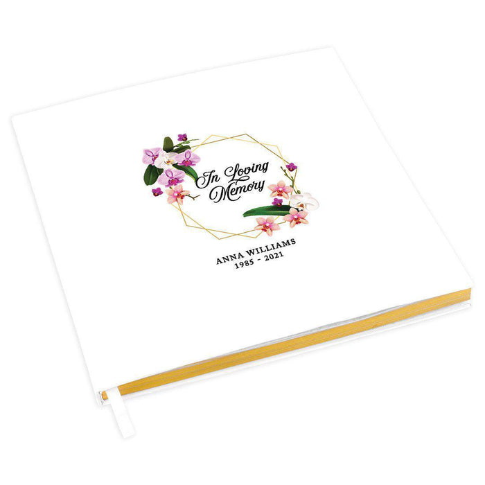 Custom Memorial Guestbook with Gold Accents, White Guest Sign in Registry, Scrapbook, Photo Album-Set of 1-Andaz Press-Rustic Wood-