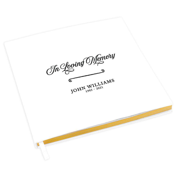 Custom Memorial Guestbook with Gold Accents, White Guest Sign in Registry, Scrapbook, Photo Album-Set of 1-Andaz Press-Rustic Wood-