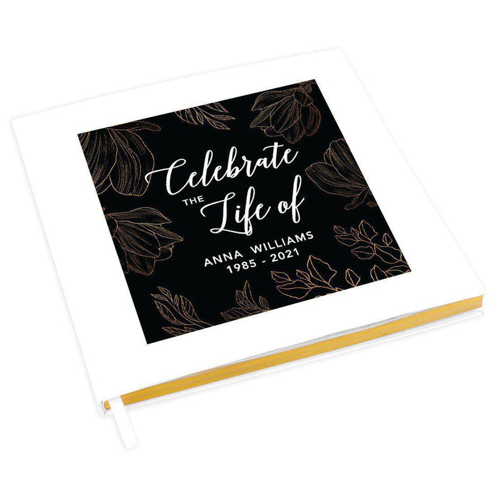 Custom Memorial Guestbook with Gold Accents, White Guest Sign in Registry, Scrapbook, Photo Album-Set of 1-Andaz Press-Celebrate The Light Of-