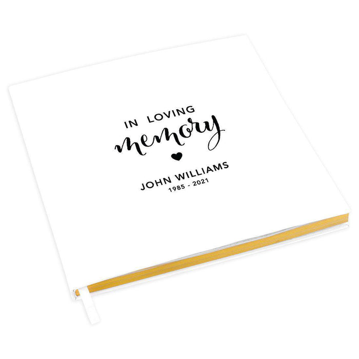 Custom Memorial Guestbook with Gold Accents, White Guest Sign in Registry, Scrapbook, Photo Album-Set of 1-Andaz Press-Minimal Heart Design-