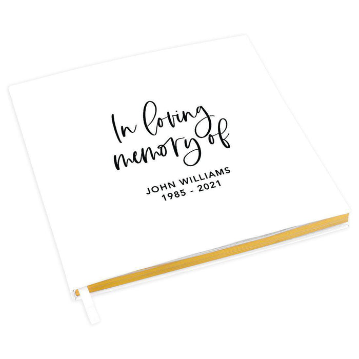 Custom Memorial Guestbook with Gold Accents, White Guest Sign in Registry, Scrapbook, Photo Album-Set of 1-Andaz Press-Modern Script Design-