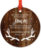 Custom Memorial Metal Christmas Ornament, Someone We Love is in Heaven, Little Bit of Heaven, Rustic Wood | Deer Antlers-Set of 1-Andaz Press-