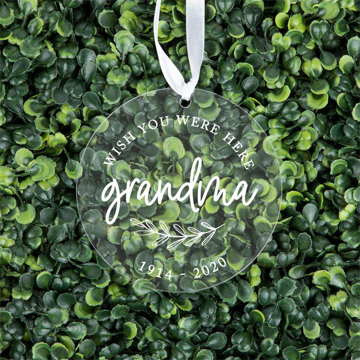 Custom Memorial Round Clear Acrylic Christmas Tree Ornament Keepsake-Set of 1-Andaz Press-Grandma-