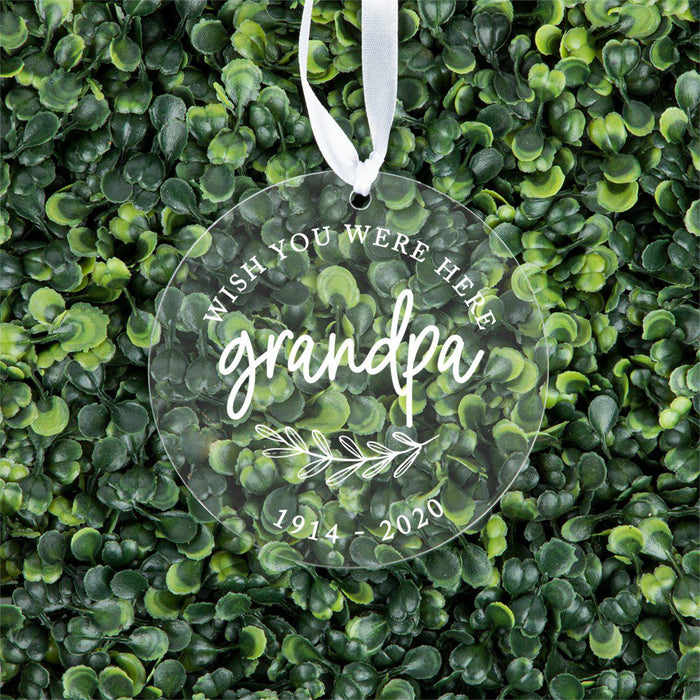 Custom Memorial Round Clear Acrylic Christmas Tree Ornament Keepsake-Set of 1-Andaz Press-Grandma-