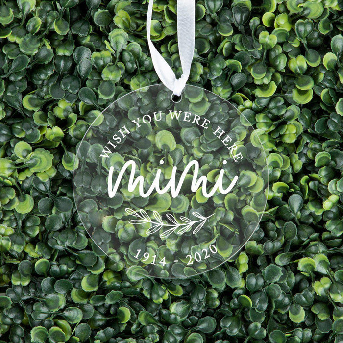 Custom Memorial Round Clear Acrylic Christmas Tree Ornament Keepsake-Set of 1-Andaz Press-Grandma-