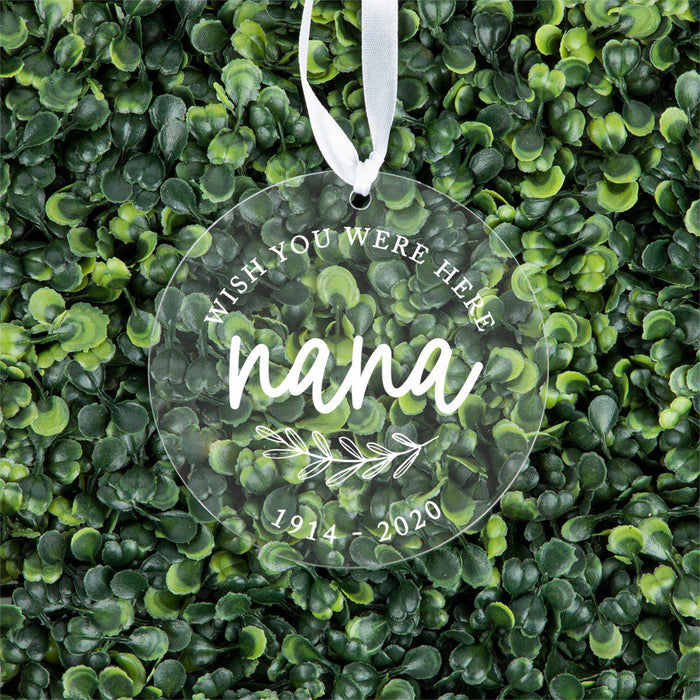 Custom Memorial Round Clear Acrylic Christmas Tree Ornament Keepsake-Set of 1-Andaz Press-Grandma-