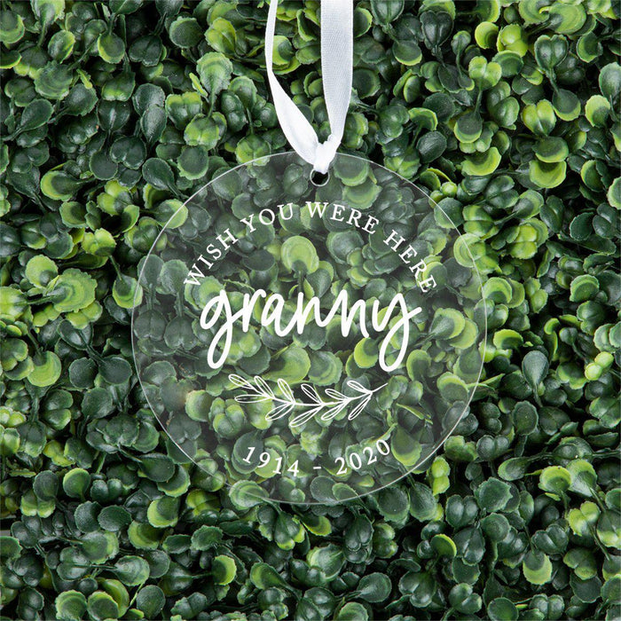 Custom Memorial Round Clear Acrylic Christmas Tree Ornament Keepsake-Set of 1-Andaz Press-Grandma-